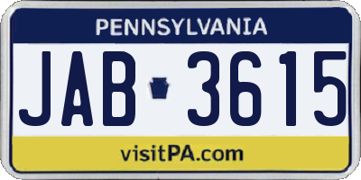 PA license plate JAB3615