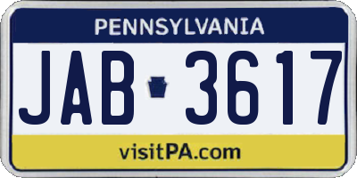 PA license plate JAB3617