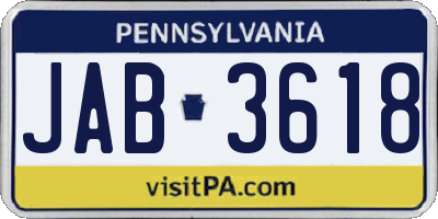 PA license plate JAB3618
