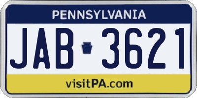 PA license plate JAB3621