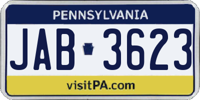 PA license plate JAB3623