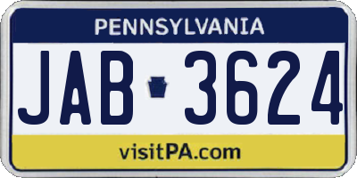 PA license plate JAB3624