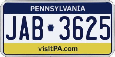 PA license plate JAB3625