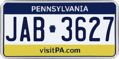 PA license plate JAB3627