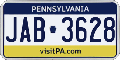 PA license plate JAB3628