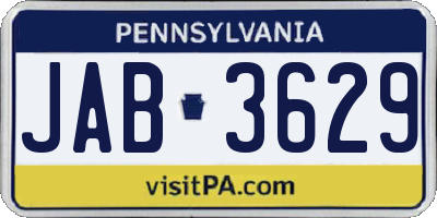 PA license plate JAB3629