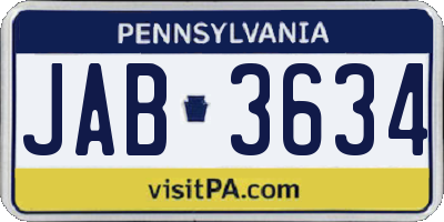 PA license plate JAB3634