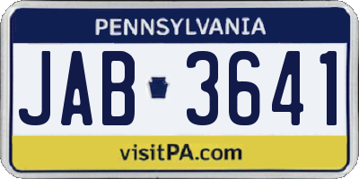 PA license plate JAB3641