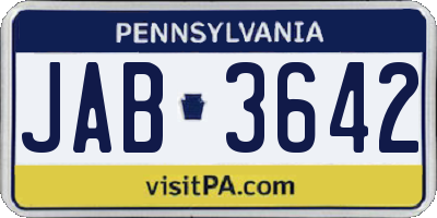 PA license plate JAB3642