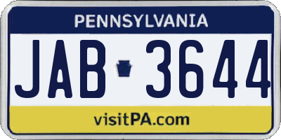PA license plate JAB3644