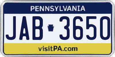 PA license plate JAB3650