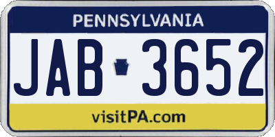 PA license plate JAB3652