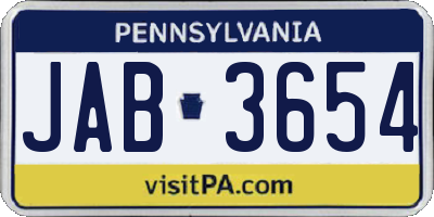 PA license plate JAB3654