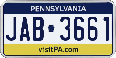 PA license plate JAB3661