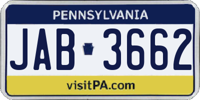 PA license plate JAB3662