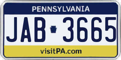 PA license plate JAB3665