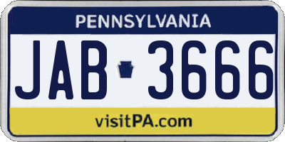 PA license plate JAB3666