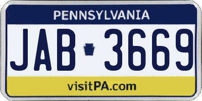 PA license plate JAB3669