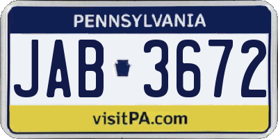 PA license plate JAB3672