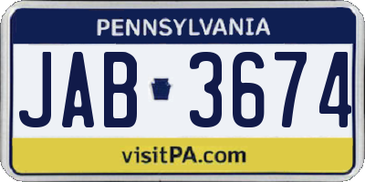PA license plate JAB3674