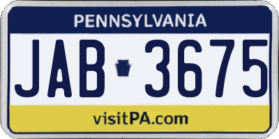 PA license plate JAB3675