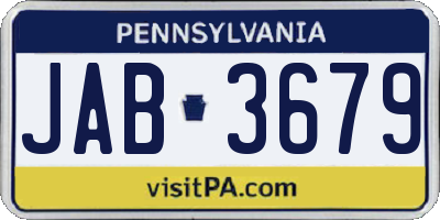 PA license plate JAB3679