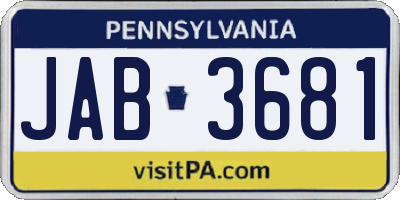 PA license plate JAB3681