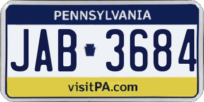 PA license plate JAB3684