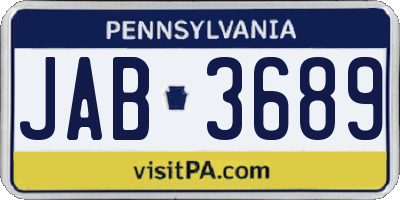 PA license plate JAB3689