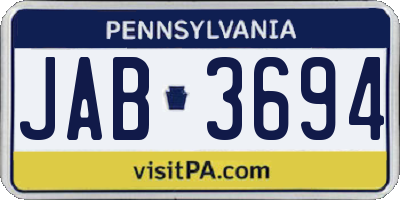 PA license plate JAB3694