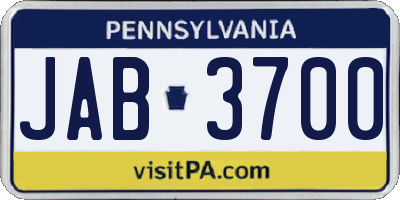 PA license plate JAB3700