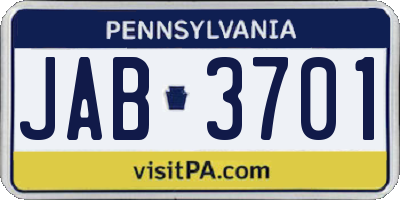 PA license plate JAB3701