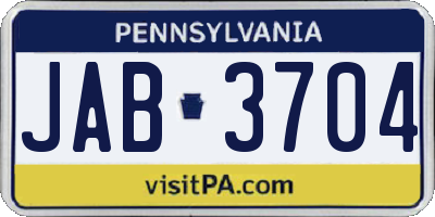 PA license plate JAB3704