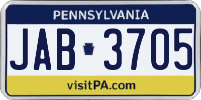 PA license plate JAB3705