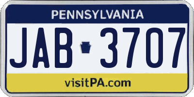 PA license plate JAB3707