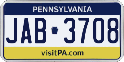 PA license plate JAB3708