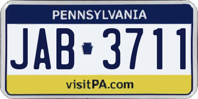 PA license plate JAB3711