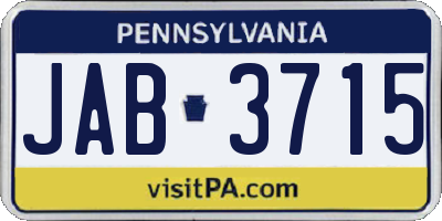 PA license plate JAB3715