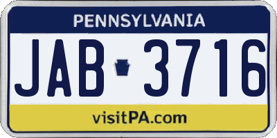 PA license plate JAB3716