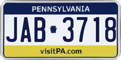 PA license plate JAB3718