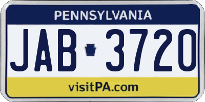 PA license plate JAB3720