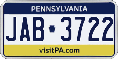 PA license plate JAB3722