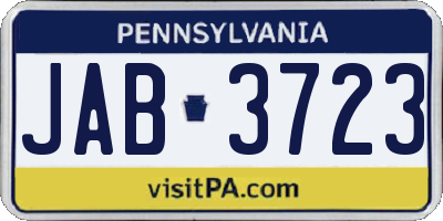 PA license plate JAB3723