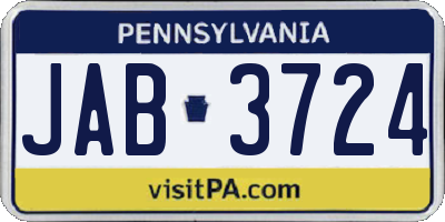 PA license plate JAB3724