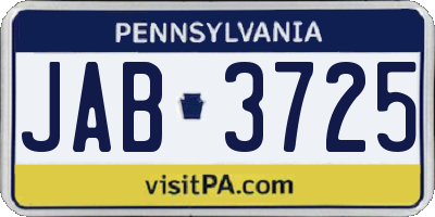 PA license plate JAB3725