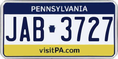 PA license plate JAB3727