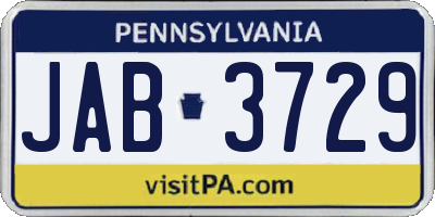 PA license plate JAB3729