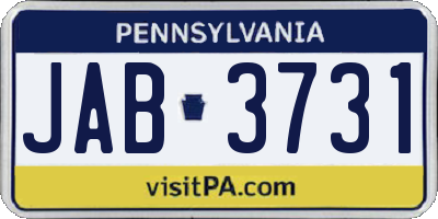 PA license plate JAB3731