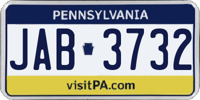 PA license plate JAB3732