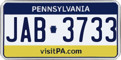 PA license plate JAB3733